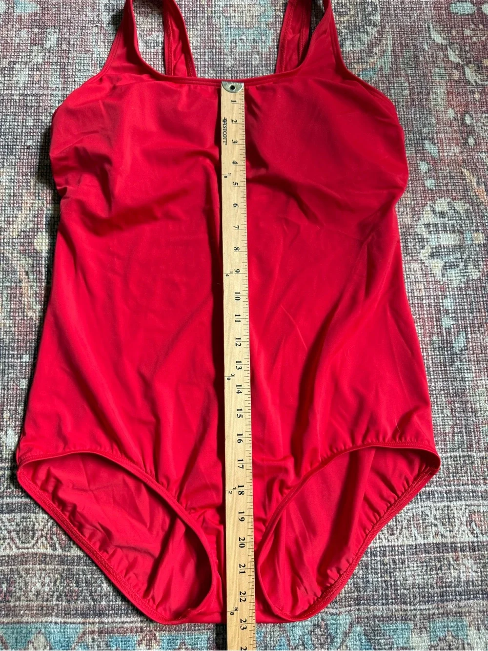 Lands End Women’s 16 Classic Solid Red One-Piece Swimsuit